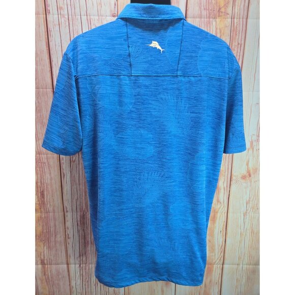 Tommy Bahama Mens Blue Islandzone Polo Medium Subtle Ocean Print - Picture 2 of 8